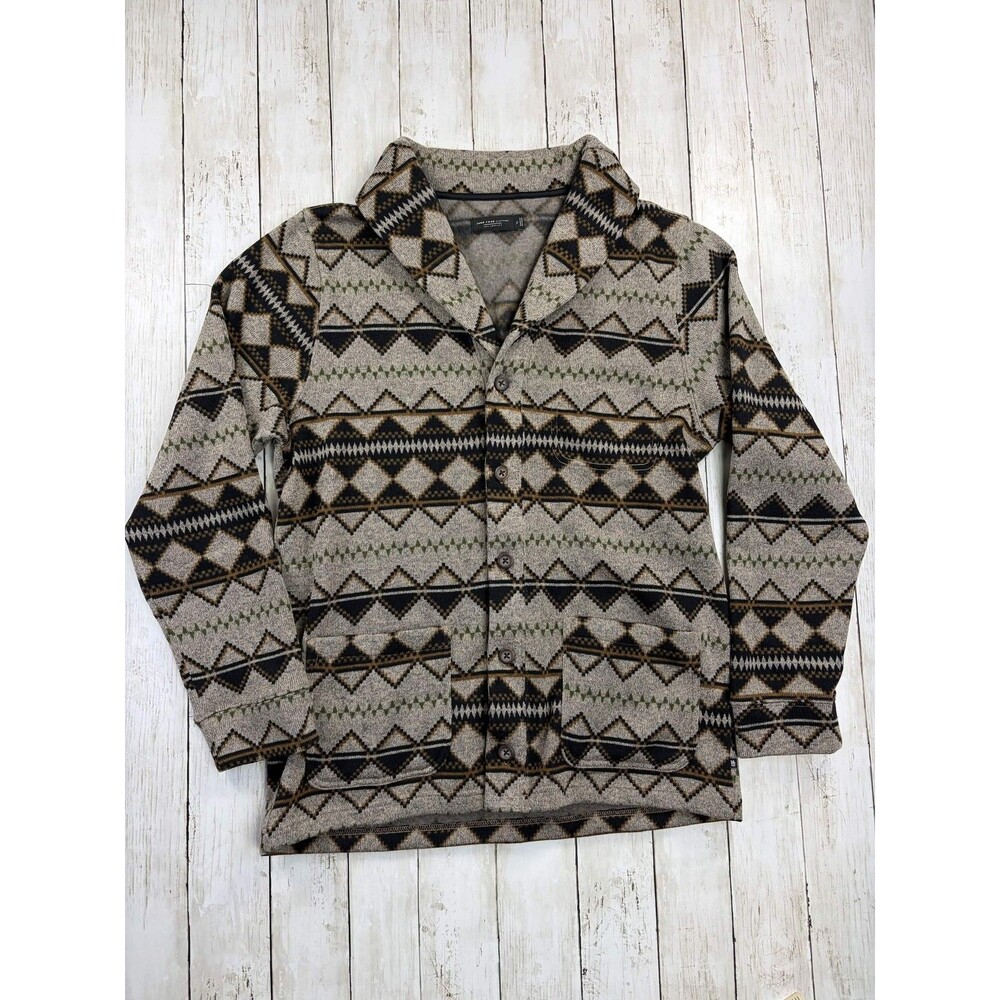 Junk Food Clothing Mens Shawl Collar Cardigan XL Brown Aztec Geometric Sweater